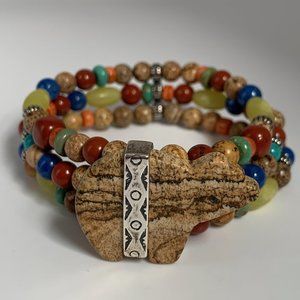 Carolyn Pollack 925 Jasper Bear Gemstone Bracelet